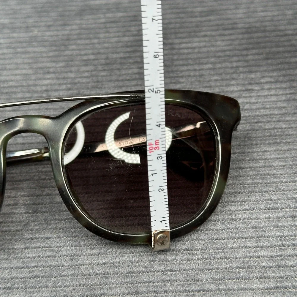 Prada SPR 13P Tortoise Green Round Double Bridge Sunglasses Italy 51-22-135